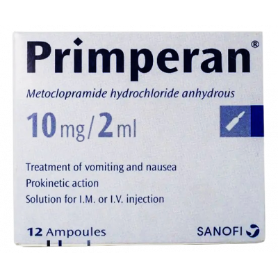 PRIMPERAN 10 MG / 2 ML ( METOCLOPRAMIDE HYDROCHLORIDE ) SOLUTION FOR IV / IM INJECTION 12 AMPOULES
